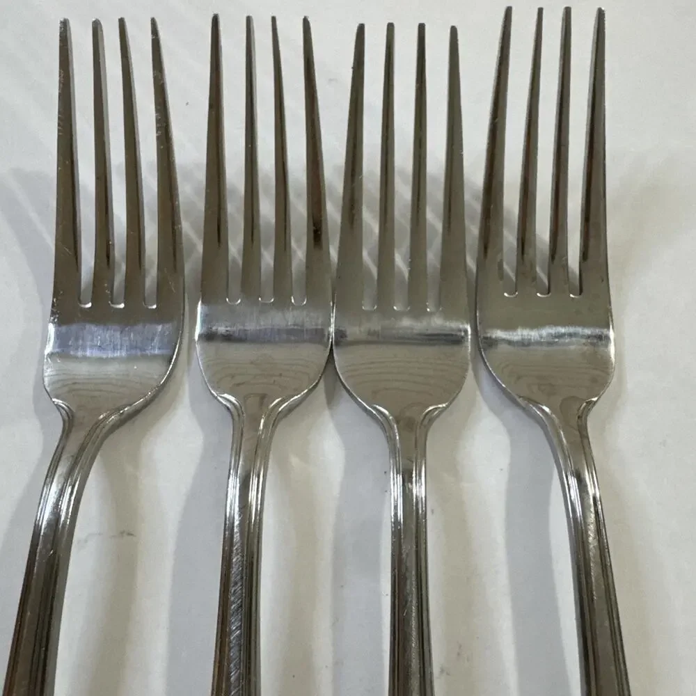 Lot of 4 Vintage MCM Estia ESI14 7.5” Stainless Steel Dinner Forks